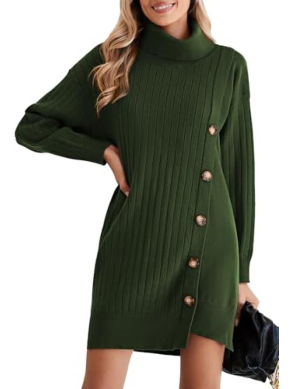 Women's Casual Sweater Dress with Turtleneck and Long